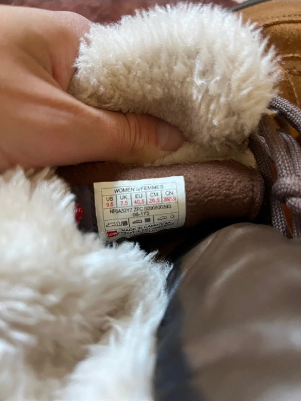 The North Face Women's Tan Suede Lace-Up Winter Boots with Faux Shearling